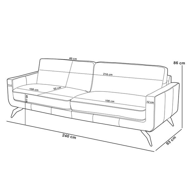 Imagem de Sofá 3 Lugares Para Sala de Estar Living Industrial 240cm Trento L06 Couro Pérola - Lyam Decor