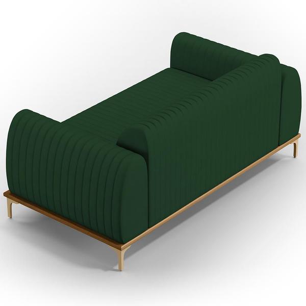 Imagem de Sofá 3 Lugares Para Sala de Estar Molino 180 cm D02 Pés D'Ouro Veludo Verde Musgo C-303 - Lyam Decor