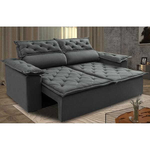 Imagem de Sofá 3 Lugares Retrátil e Reclinável Cama inBox Compact 1,80m Velusoft Cinza