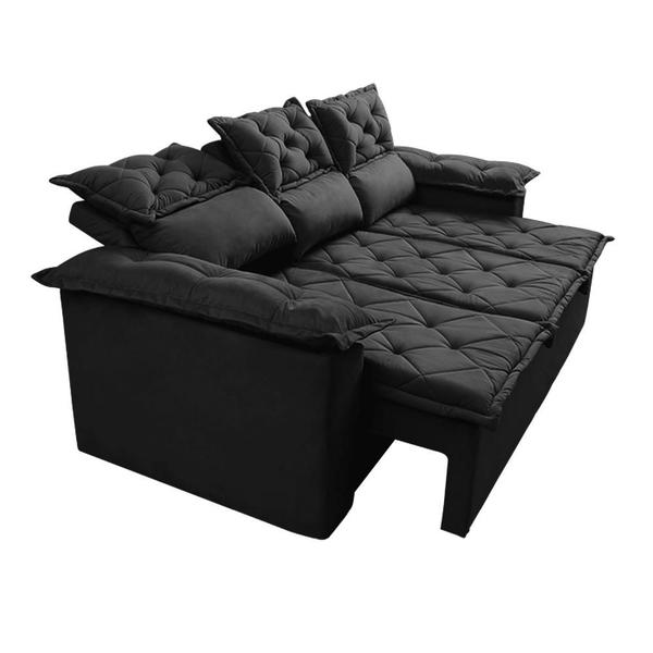 Imagem de Sofá 3 Lugares Retrátil e Reclinável Cama inBox Compact 2,00m Velusoft Preto