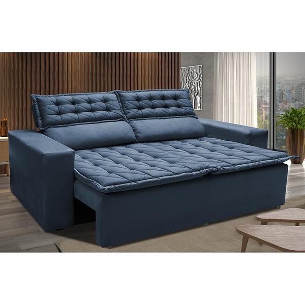 Imagem de Sofá 3 Lugares Retrátil e Reclinável Cama inBox Slim 1,80m Velusoft Azul