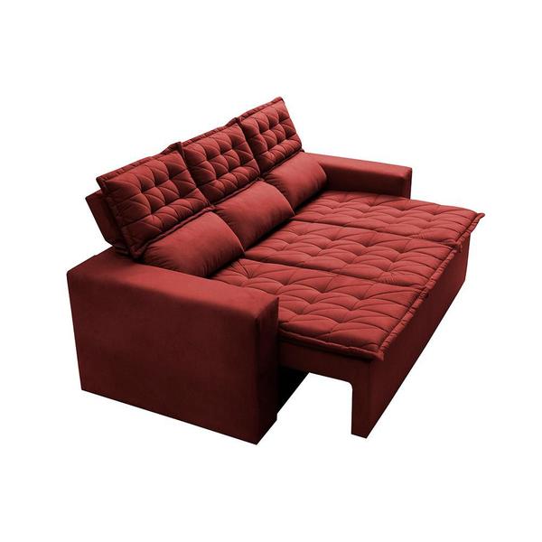 Imagem de Sofá 3 Lugares Retrátil e Reclinável Cama inBox Slim 2,00m Velusoft Vermelho