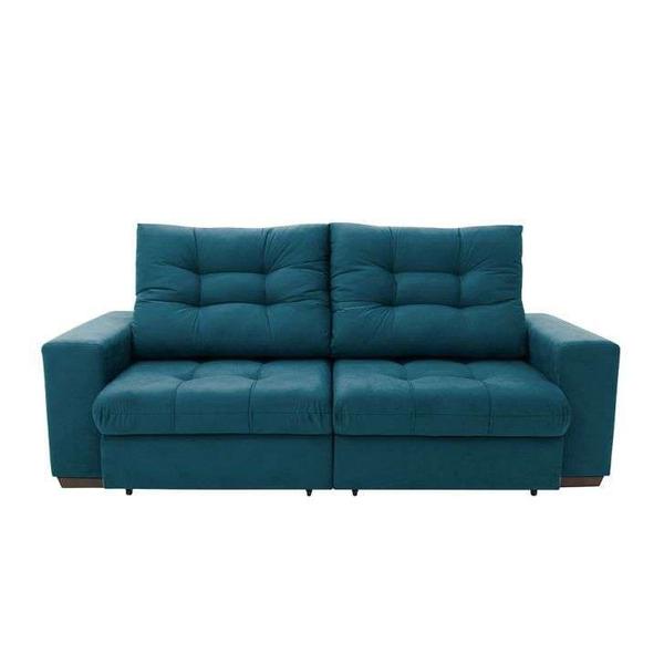 Imagem de Sofá 3 Lugares Retrátil e Reclinável Rochelle Suede Azul Turquesa