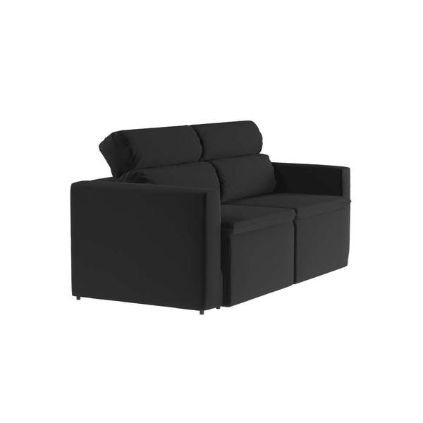 Imagem de Sofá 3 Lugares Retrátil e Reclinavél Wuppertal Suede Preto 180 cm