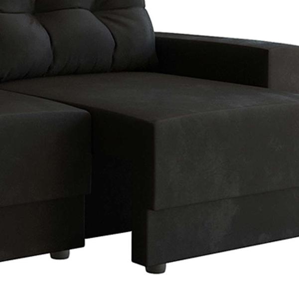 Imagem de Sofá 3 Lugares Retrátil Lubeck Suede Preto 180 cm