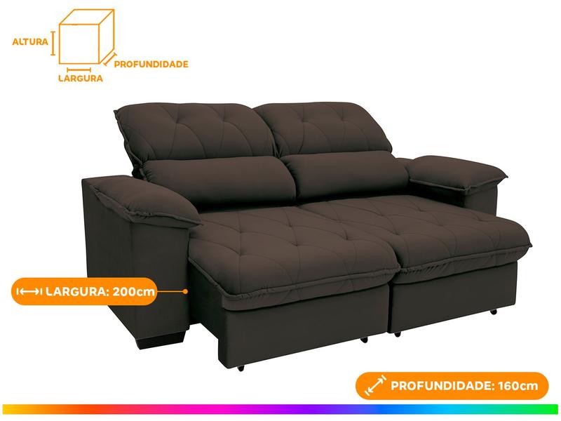ゅーぅ ソファ Sofá Retrátil Reclinável Zurique Suede Velut com Molas