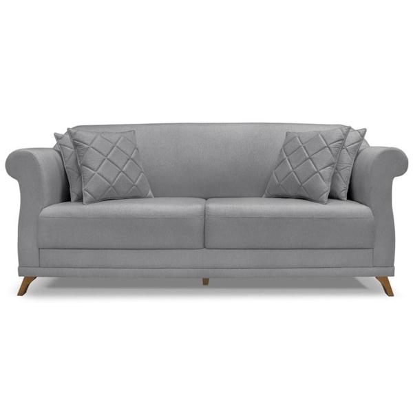 Imagem de Sofa 3 Lugares Retro Polo 200cm Com Almofada Linho Cinza Ezz