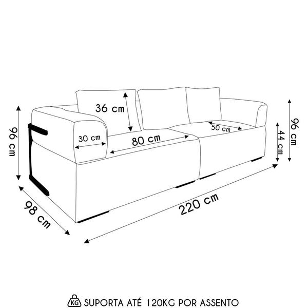 Imagem de Sofá 3 Lugares Sala de Estar 220cm Willy S06 Linho Grigio - Mpozenato