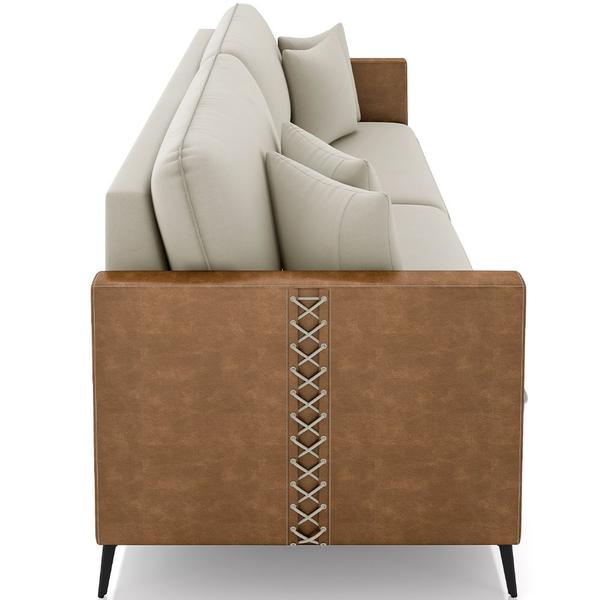 Imagem de Sofá 3 Lugares Sala de Estar Living 202cm Maroni K01 Veludo Bege material sintético Camel - Lyam Decor