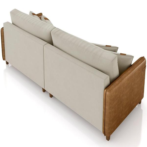 Imagem de Sofá 3 Lugares Sala de Estar Living 212cm Asbury K01 Veludo Bege material sintético Camel - Lyam Decor