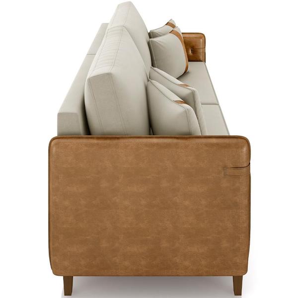 Imagem de Sofá 3 Lugares Sala de Estar Living 252cm Asbury K01 Veludo Bege material sintético Camel - Lyam Decor