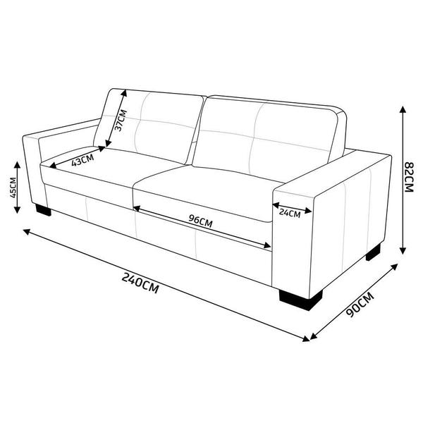 Imagem de Sofá 3 Lugares Sala de Estar Pés Madeira Kenny 240 cm Couro Tabaco G43 - Gran Belo