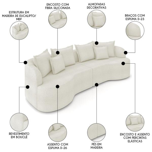 Imagem de Sofá 4 Lugares 290cm Orgânico Quito K04 Bouclê Areia - Mpozenato