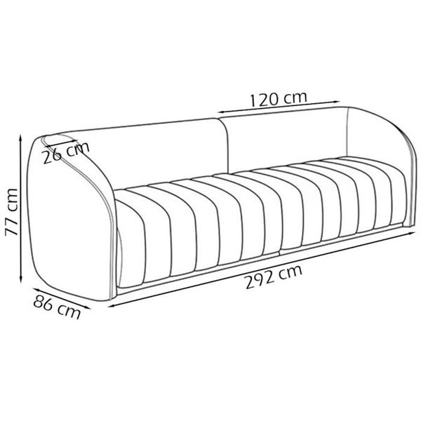 Imagem de Sofa 4 Lugares 292 cm Memphis Veludo SL 946 Moll