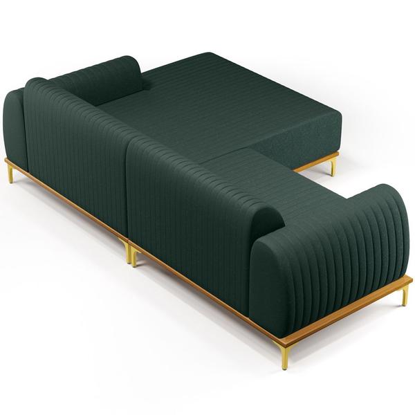 Imagem de Sofá 4 Lugares com Chaise Direito Sala de Estar Molino 255cm D02 Linho Verde Musgo C117 - Lyam Decor