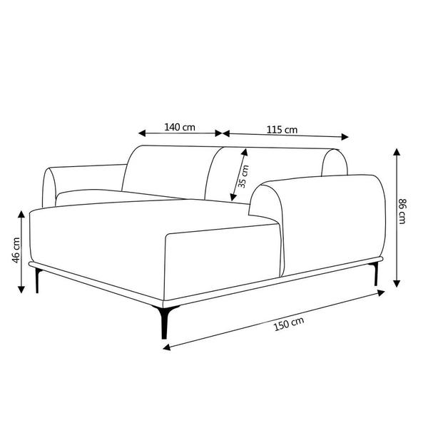 Imagem de Sofá 4 Lugares com Chaise Esquerdo Base de Madeira Euro 255 cm Veludo Telha - Gran Belo