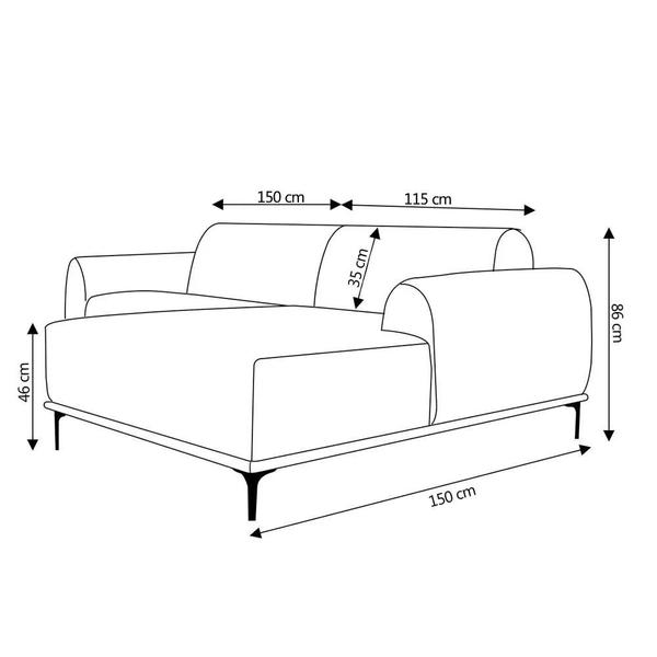 Imagem de Sofá 4 Lugares com Chaise Esquerdo Base de Madeira Euro 265 cm Veludo Telha - Gran Belo