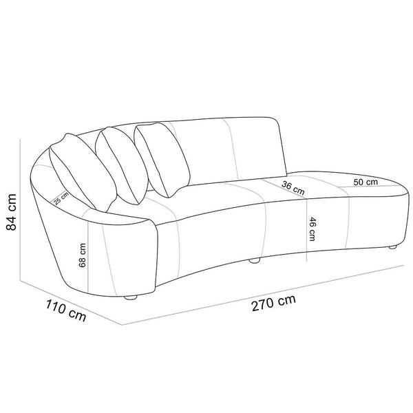 Imagem de Sofá 4 Lugares Com Puff Orgânico Sala Living 270cm Adam T03 Couro Cristal Marrom - Lyam Decor