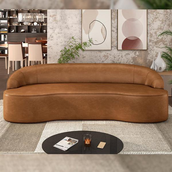 Imagem de Sofá 4 Lugares Curvo Sala de Estar Living Lótus D02 material sintético Whisky 280 cm B-90 - Lyam