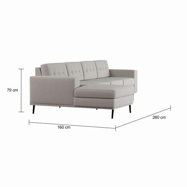 Imagem de Sofá 4 Lugares Joy com Chaise Esquerdo Pé Palito Linho Cotton Cru