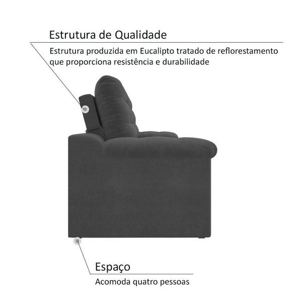 Imagem de Sofá 4 Lugares Net Confort Assento Retrátil e Reclinável Cinza Escuro 2,20m (L)