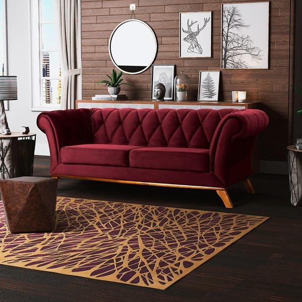 Imagem de Sofá 4 Lugares Para Sala de Estar Império 280 cm D02 Veludo Marsala C-278 - Lyam Decor