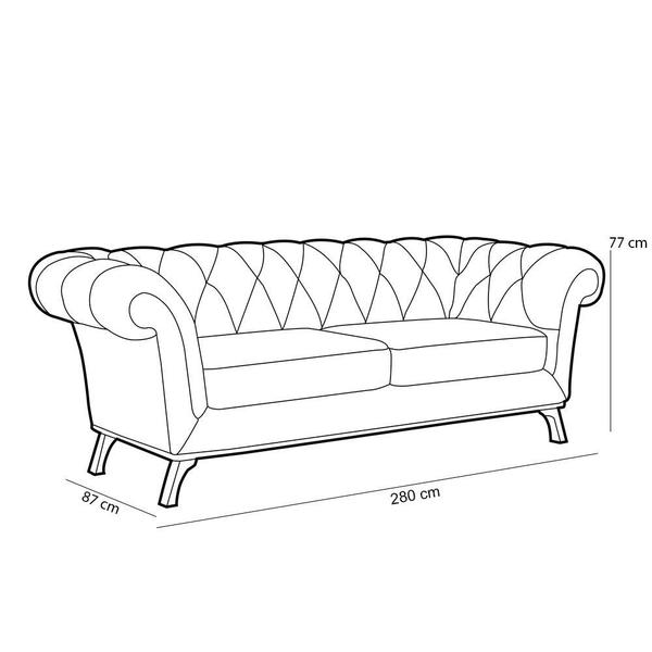 Imagem de Sofá 4 Lugares Para Sala de Estar Império 280 cm D02 Veludo Mostarda C-260 - Lyam Decor