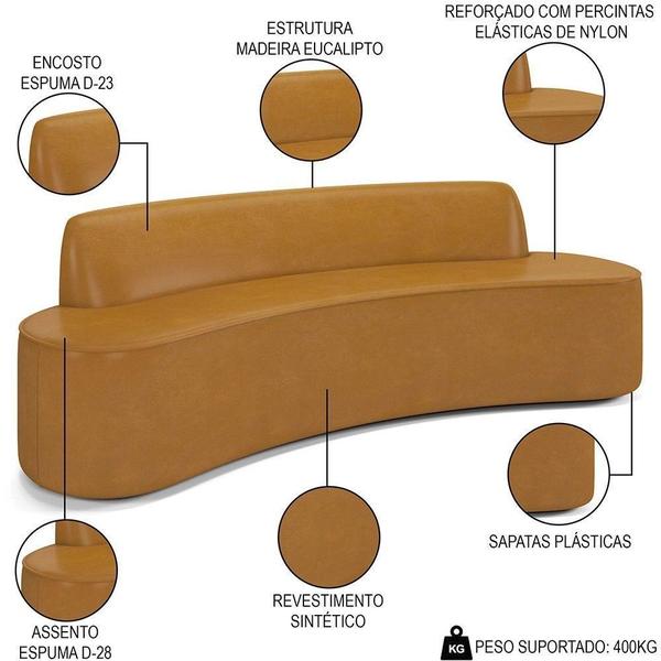 Imagem de Sofá 4 Lugares Para Sala De Estar Living 230cm Koane D06 Sintético Caramelo - Mpozenato