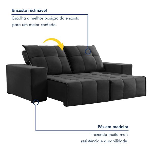 Imagem de Sofá 4 Lugares Retrátil e Reclinável Super Pilow 230cm Xangai Yescasa Suede