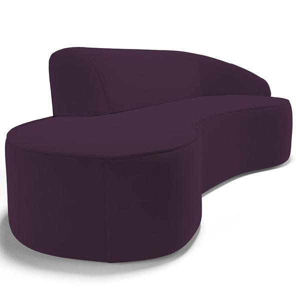 Imagem de Sofá 5 Lugares Curvo Sala de Estar Living Firenze Direito D02 Veludo Roxo 300 cm C-292 - Lyam