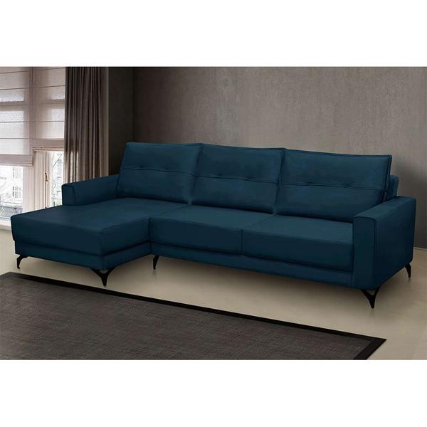 Imagem de Sofá 5 Lugares Heros com Chaise Esquerdo Veludo Azul