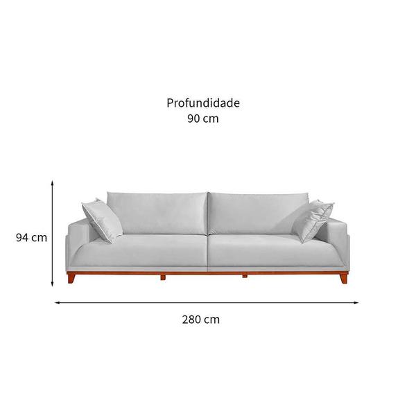 Imagem de Sofá 5 Lugares Snow Linho Cinza 280 cm