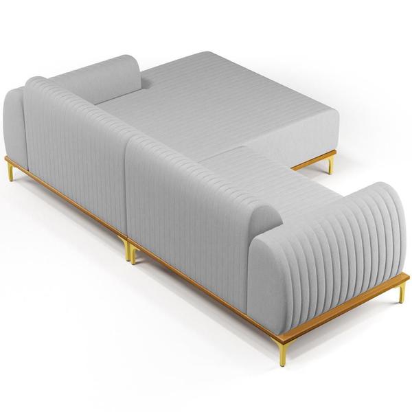 Imagem de Sofá 6 Lugares com Chaise Direito Para Sala de Estar Molino 350cm D02 Linho Cinza D-315 - Lyam Decor