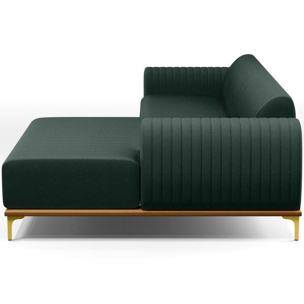 Imagem de Sofá 6 Lugares com Chaise Direito Sala Estar Molino 350cm D02 Linho Verde Musgo C-117 - Lyam Decor