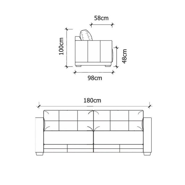 Imagem de Sofá Argos 2 Lugares Couro Cinza 180cm - 69987