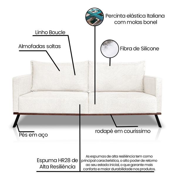 Imagem de Sofá Atlas 2 Lugares 160cm Linho Boucle