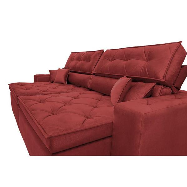 Imagem de Sofá Austin 2,22m Retrátil, Reclinável, Molas no Assento e Almofadas, Tecido Suede Velusoft Vermelho