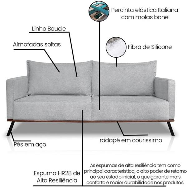 Imagem de Sofa Aya 3 Lugares Para Sala De Estar 200cm Boucle 3302 Ezz