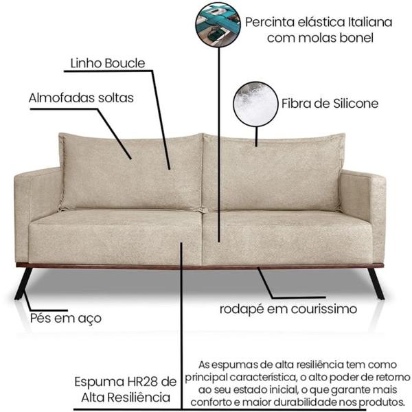 Imagem de Sofa Aya 3 Lugares Para Sala De Estar 220cm Boucle 3301 Ezz