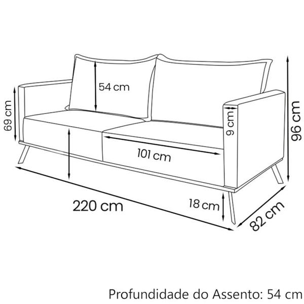 Imagem de Sofa Aya 3 Lugares Para Sala De Estar 220cm Boucle 3303 Ezz