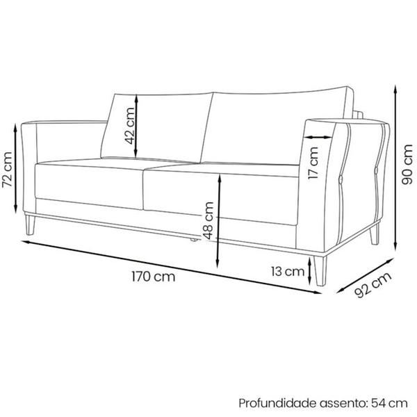 Imagem de Sofa Balli 2 Lugares 170cm Pes Madeira Linho 221 Areia Ezz