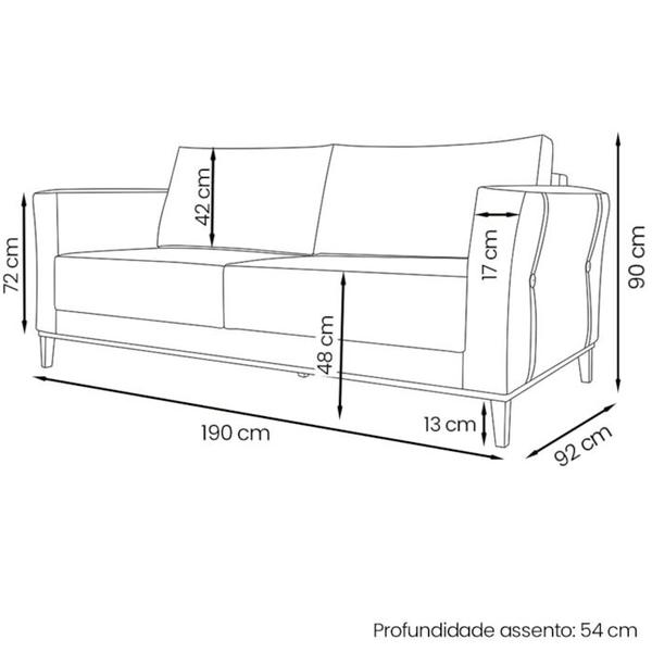 Imagem de Sofa Balli 2 Lugares 190cm Pes Madeira Linho 222 Dourado Ezz