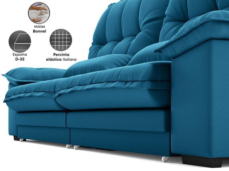 Imagem de Sofá Bergamo 2,90m Assento Retrátil e Reclinável Velosuede Royal - NETSOFAS