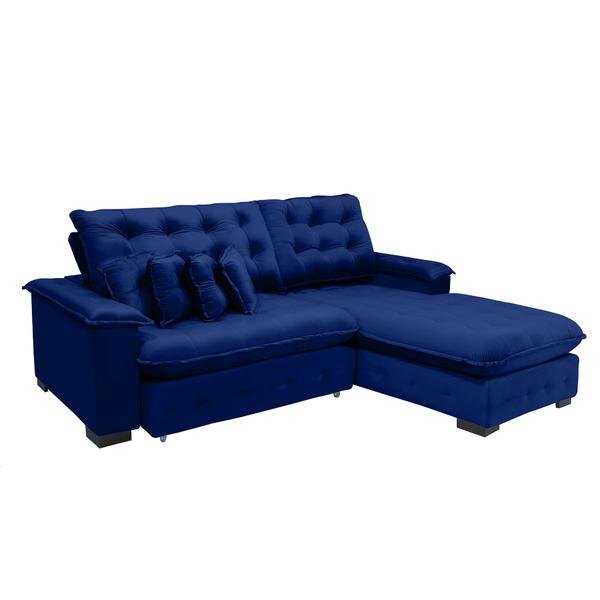 Imagem de Sofá Berlin 2.65x1.70m com Chaise Super Pillow Top - Azul