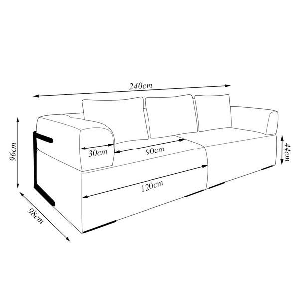 Imagem de Sofá Bipartido 3 Lugares com Almofadas Soltas 240cm Nuuk Linho Avelã G63 - Gran Belo