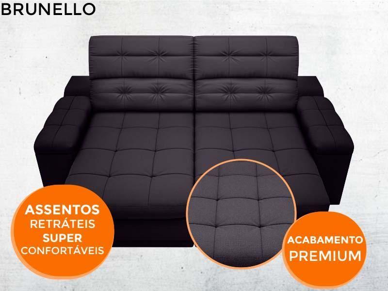 Imagem de Sofá Brunello 1,70m Retrátil e Reclinável Velosuede Preto - NETSOFAS