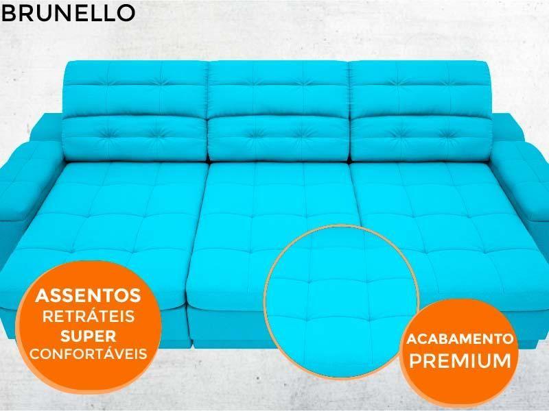 Imagem de Sofá Brunello 2,05m Retrátil e Reclinável Velosuede Turquesa - NETSOFAS