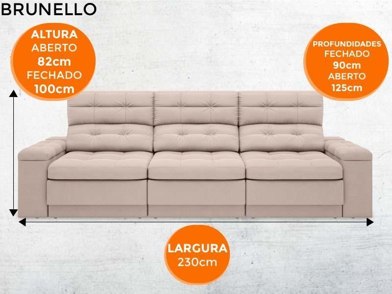 Imagem de Sofá Brunello 2,30m Retrátil e Reclinável Velosuede Bege - NETSOFAS