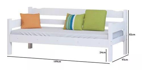 Imagem de Sofá Cama 03 Lugares Madeira Maciça Reforçada Branco Com Colchão D20