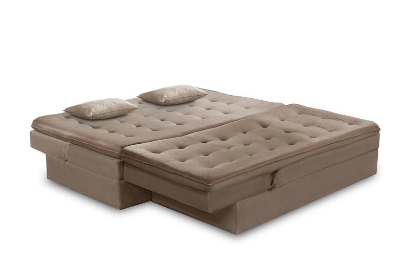 Imagem de Sofá Cama 1 e 2 Lugares Natalia Suede Capuccino Madelina Decor